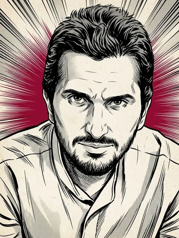 Retrato do psicólogo Rafael Bianco, em traço de nanquim